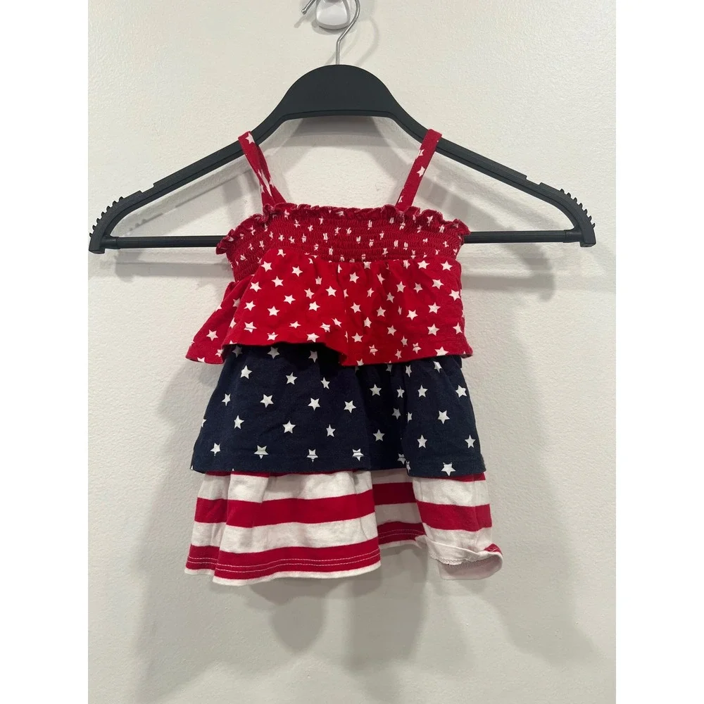 The Childrens Place 4th of July Dress Baby 3-6M Red White Blue Patriotic Striped